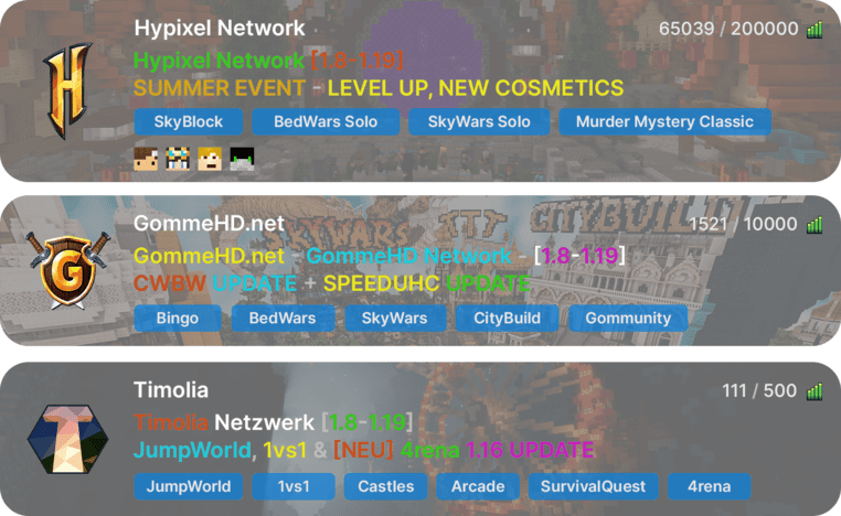 LabyMod Server List with direct game quick join, friends and high quality icons